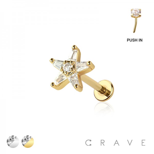 MULTI CZ STAR TOP THREADLESS (PUSH IN) 316L SURGICAL STEEL LABRET SET MULTI CZ STAR TOP THREADLESS (PUSH IN) 316L SURGICAL STEEL LABRET SET